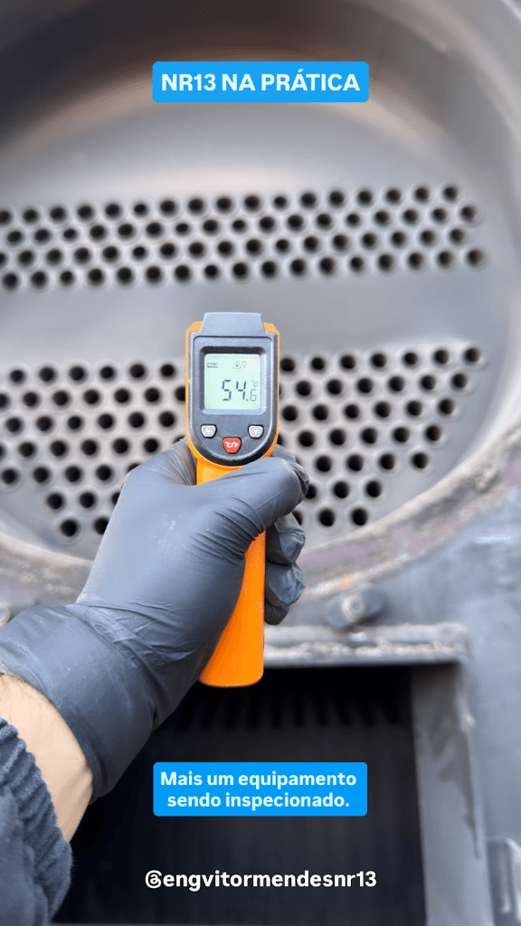 Inspeção termográfica com pirômetro em equipamento industrial — NR-13 na prática